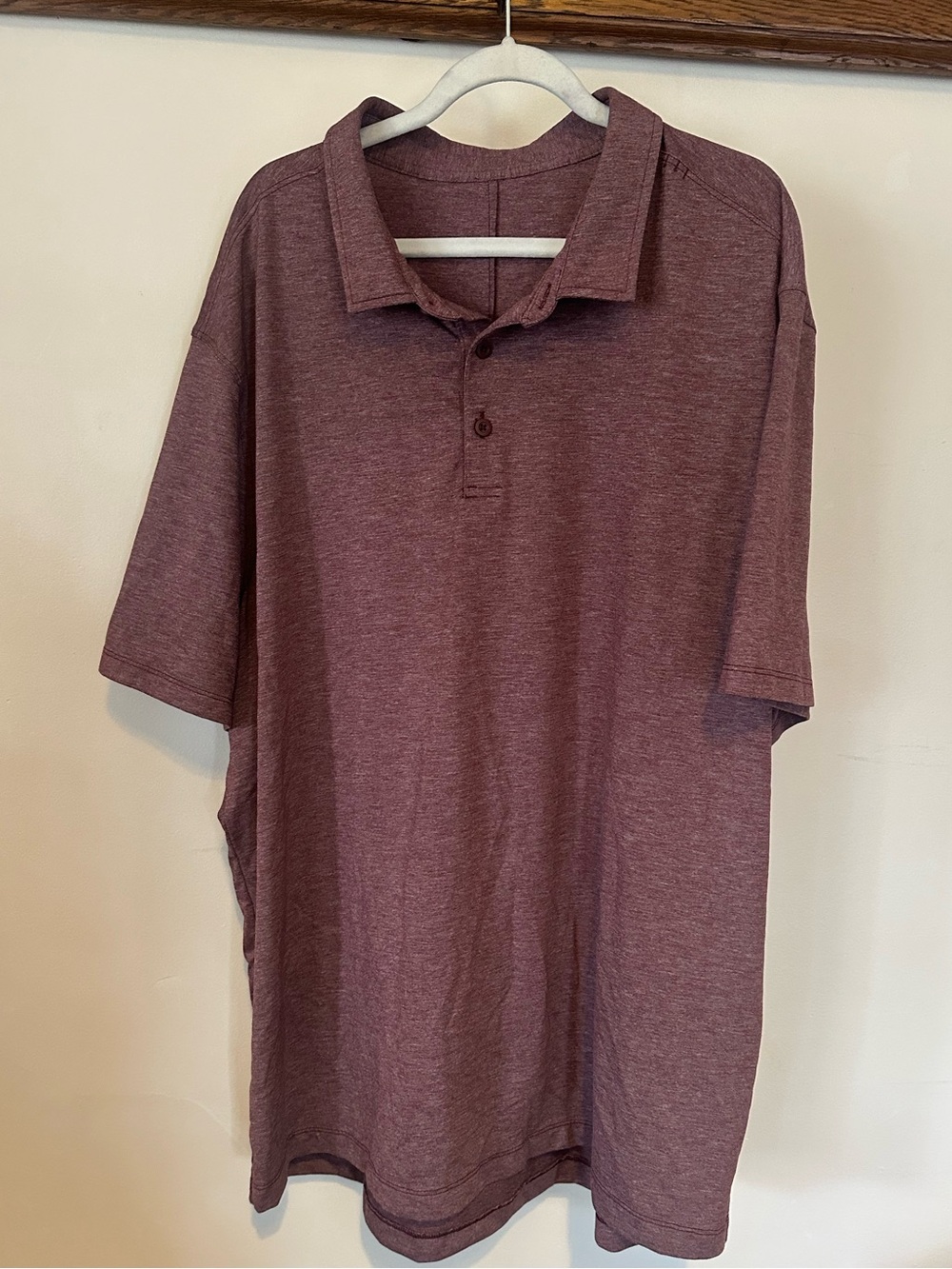 MEN’S Lulu lemon Men's Heathered Maroon Polo Shirt - Classic Short Sleeve